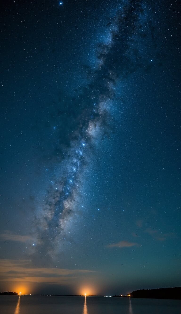 Una noche tranquila llena de estrellas parpadeantes y una atmósfera serena