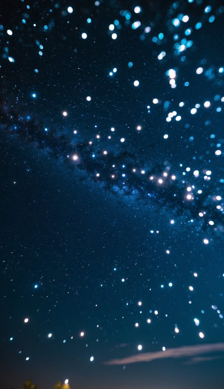 Un cielo nocturno lleno de estrellas centelleantes, brillando intensamente en la oscuridad, creando una sensación de asombro y maravilla.